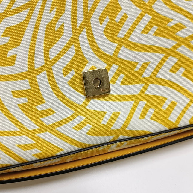 Fendi Baguette 1997 Re-edition Yellow Psychedelic Print Canvas Shoulder Bag