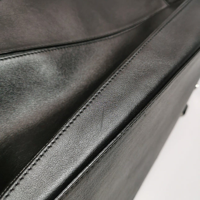 Loewe Puzzle Large Black Smooth Leather White Logo