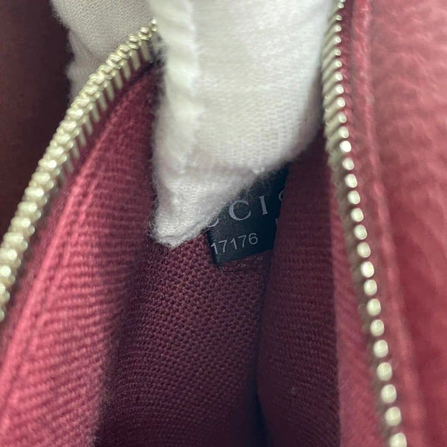 Gucci Jackie 1961 Burgundy Large Pebbled Leather Shoulder Bag with Strap