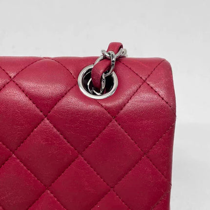 Chanel Classic Flap Medium Red Lambskin Leather with Silver Hardware 2012-13