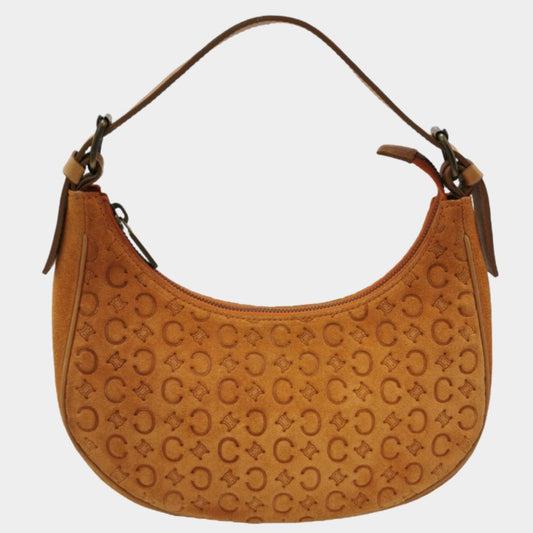 Celine Ava Hobo Pumpkin Caramel Brown Suede Leather Vintage Shoulder Bag-Luxbags