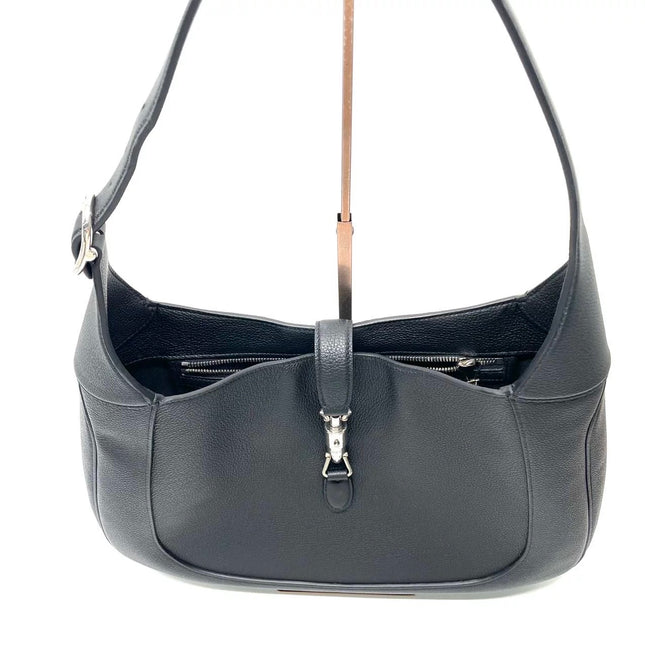 Gucci Jackie 1961 Black Large Pebbled Leather Shoulder Bag with Strap