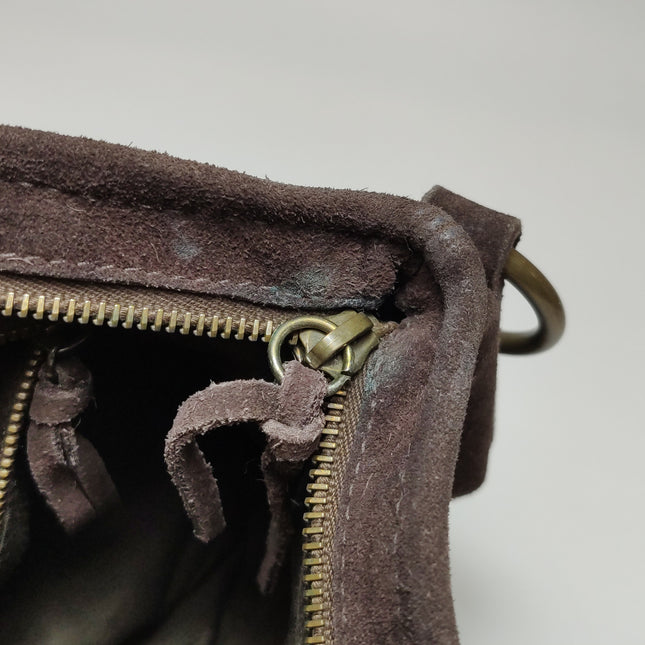 Miu Miu Brown Suede Leather Shoulder Bag Snap Hook