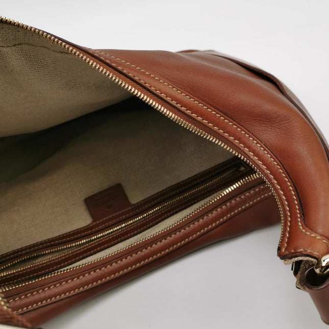 Gucci Bamboo Amalfi Hobo Horsebit Shoulder Bag Brown Leather