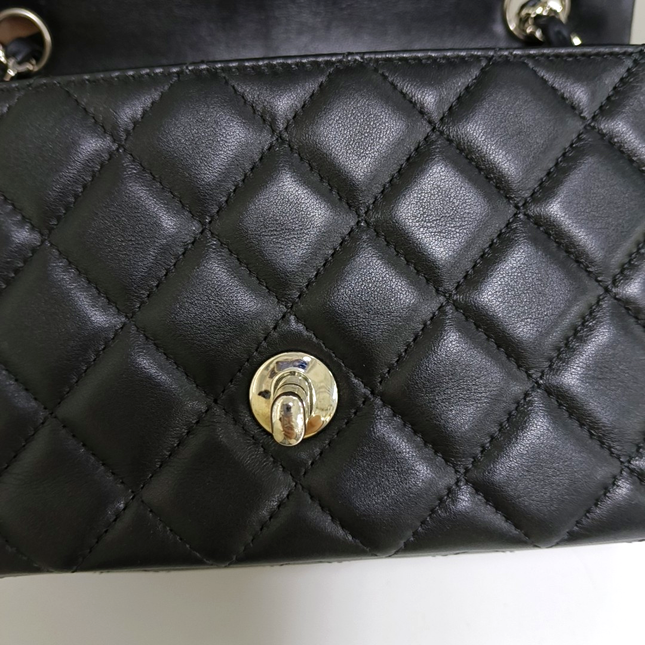 Chanel Classic Flap Rectangular Mini Black Lambskin Leather Silver Hardware