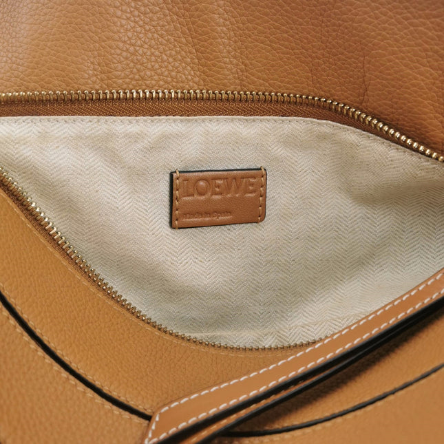 Loewe Puzzle Medium Brown Leather with Embroidered Multicolor Strap