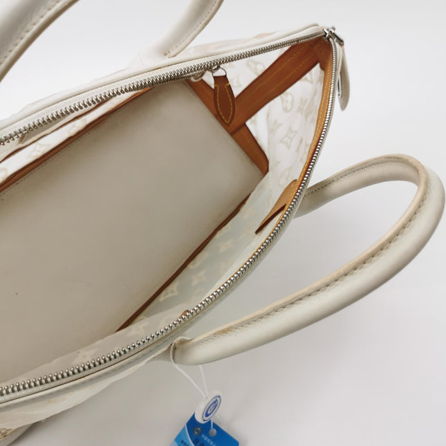 Louis Vuitton Lockit White Mesh Monogram and Leather Handbag