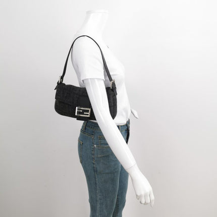 Sold Fendi Baguette Bag Grey Wool Zucca Print Shoulder Bag
