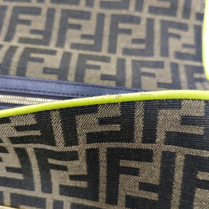 FENDI Baguette Zucca Monogram Canvas with Lime Neon Trimming Medium