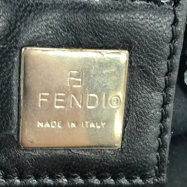 FENDI Mini Bucket White Heart Shaped Sequin Black Bag