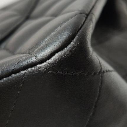 Chanel Timeless Classic Flap Medium Black Lambskin Leather Silver Hardware, 2006-08