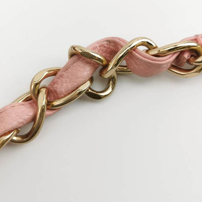 Chanel Clutch Shoulder Bag Pink Caviar Leather Gold Hardware