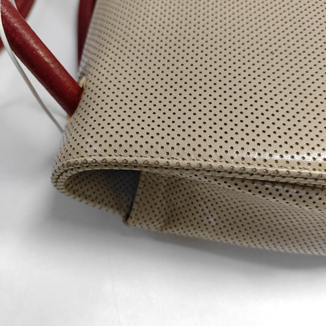 Chanel Vintage Classic Flap Bi-color Beige Perforated Leather and Red Leather Strap Bag, 2000-2002