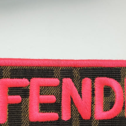 FENDI Baguette Zucca Monogram Canvas with Pink Neon trimming Crossbody Bag