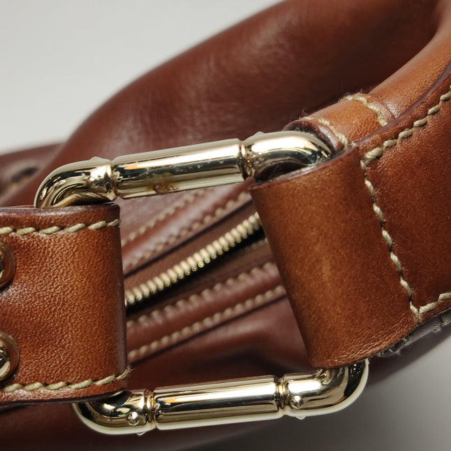 Gucci Bamboo Amalfi Hobo Horsebit Shoulder Bag Brown Leather