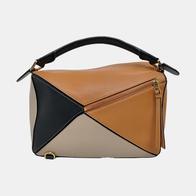 Loewe Puzzle Medium Tricolor Black Yellow Calfskin leather bag