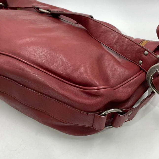 Dior Vintage Gaucho XL Red Leather Crossbody Bag 42cm