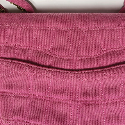 Chanel 2.55 Jumbo Double Flap Pink Fabric Crocodile Print Gold-tone Hardware