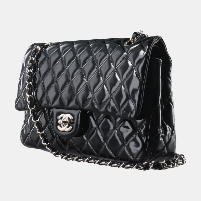 Chanel Classic Flap Medium Black Patent Leather Silver HW, 2010-2011