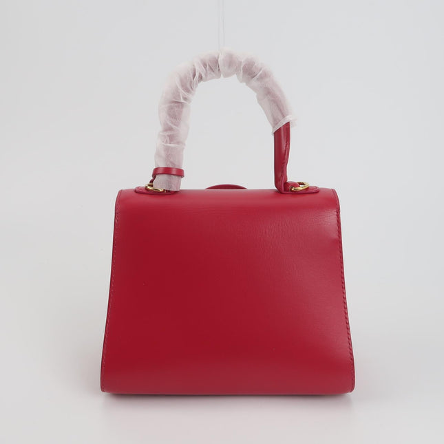 Delvaux Brilliant Mini Red Calfskin Leather Top Handle Crossbody Bag