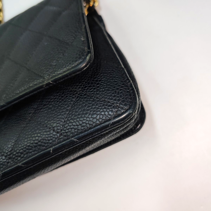 Chanel Wallet on Chain Classic Flap Black Caviar Leather Gold Hardware