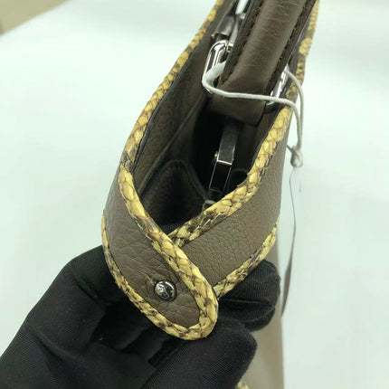Fendi Peekaboo ISeeU Sellier Small Grey Leather with Python Skin Trimming