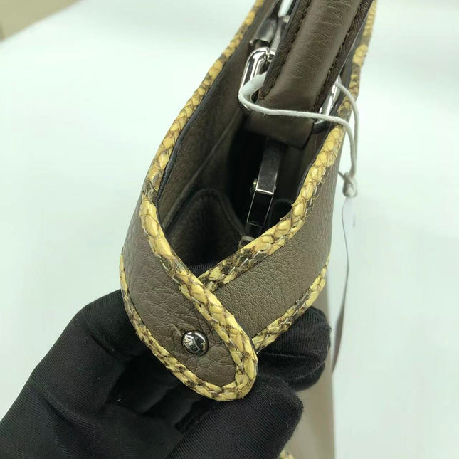 Fendi Peekaboo ISeeU Sellier Small Grey Leather with Python Skin Trimming