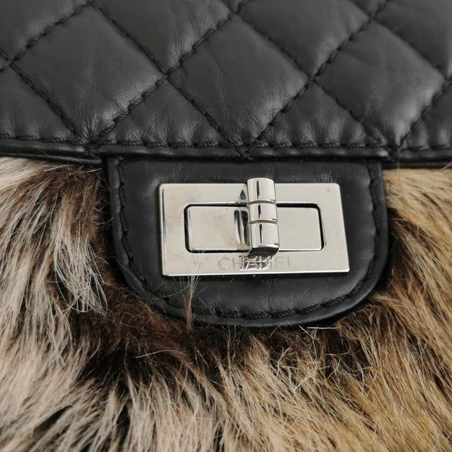 Sold Chanel Black Calfskin Fur Mademoiselle Lock 2way Tote, 2010