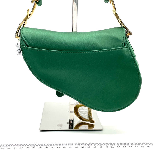Dior Saddle Mini 2019 Silk Emerald Green with crystals