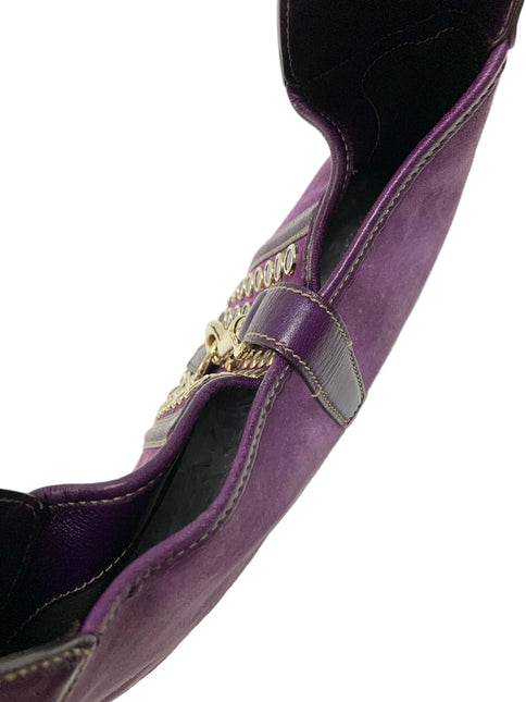 Gucci Jackie Vintage Large Purple Suede Leather Ringlets Decoration