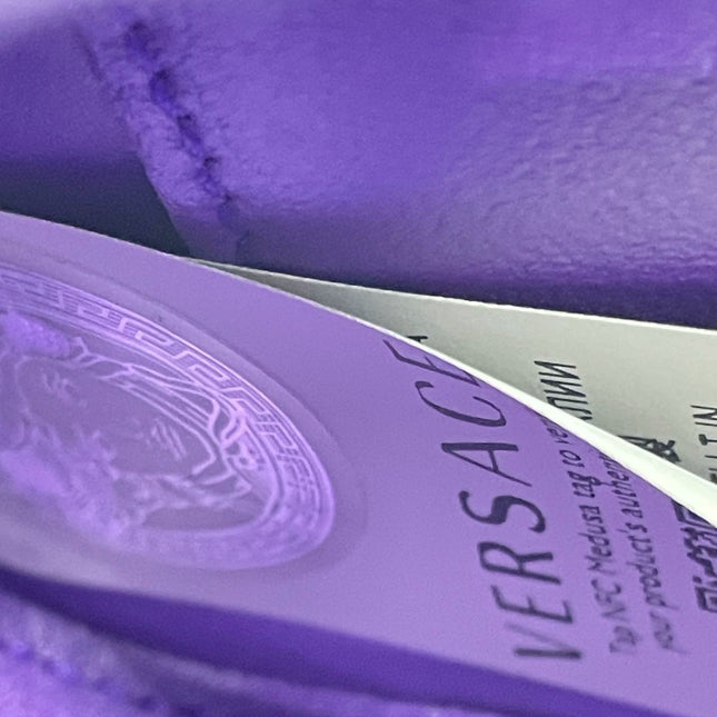 Versace La Medusa Mini Crystal Embellished Top Handle Bag in Purple