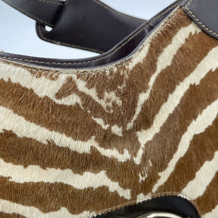 Gucci Jackie Vintage Zebra Print Pony-style Calfskin Side Horsebit