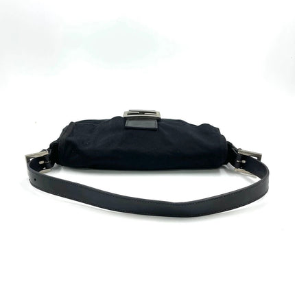 FENDI Baguette Vintage Black Cloth Silver Hardware