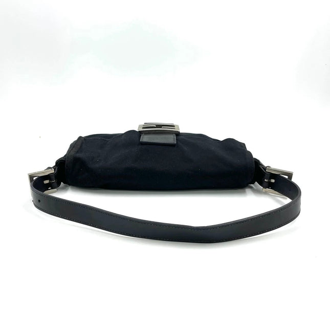FENDI Baguette Vintage Black Cloth Silver Hardware