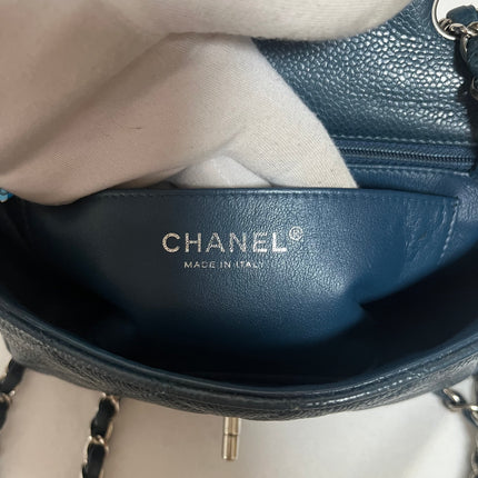 Chanel Classic Flap Rectangular Mini Navy Caviar Leather Silver Hardware 2015-16