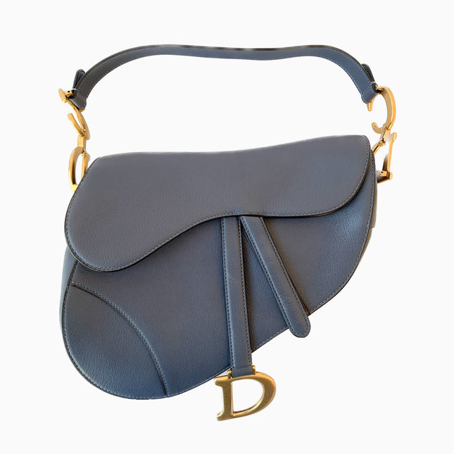 Sold Dior Saddle Blue Grey Medium Leather Handbag