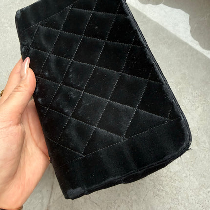 Chanel Diana Flap Bag Mini Black Silk Satin Bijou Chain