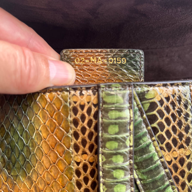 Dior Saddle Medium Green and Brown Snake-Skin Leather Bag