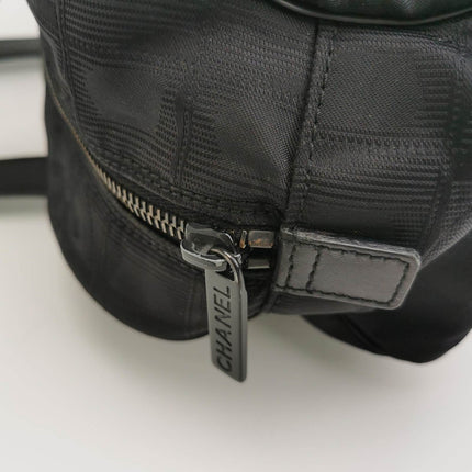 Chanel Travel Line Boston /Bowling Bag 2002 -2003 Black Fabric Shoulder Bag