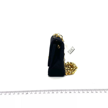 Chanel Diana Flap Bag Mini Black Silk Satin Bijou Chain