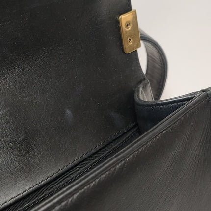 Chanel Le Boy Small Black Lambskin Leather Antiqued Gold Hardware
