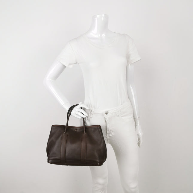 Hermes Garden Party 30 Swift Leather Chocolate Brown 47 Tote
