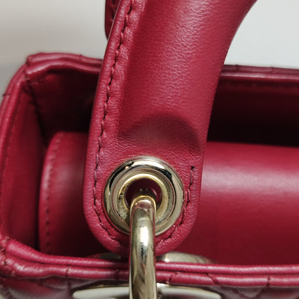 Lady Dior Mini 2020 Dark Red Lambskin Leather Gold HW Chain Strap