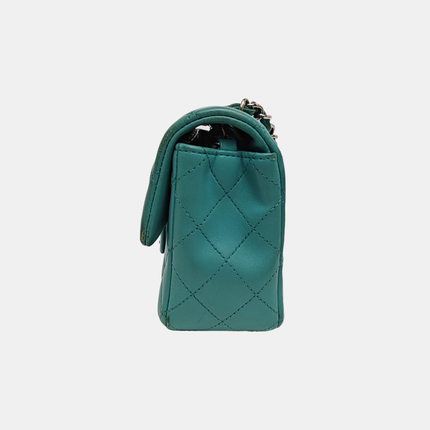 Chanel Classic Flap Mini Turquoise Blue Lambskin Leather Gold Hardware 2014