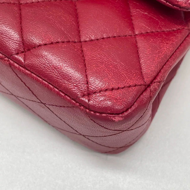 Chanel Classic Flap Medium Red Lambskin Leather with Silver Hardware 2012-13