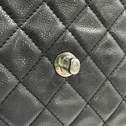 Chanel Classic Flap Maxi Black Soft Caviar Leather Silver-tone Hardware Giant CC Logo