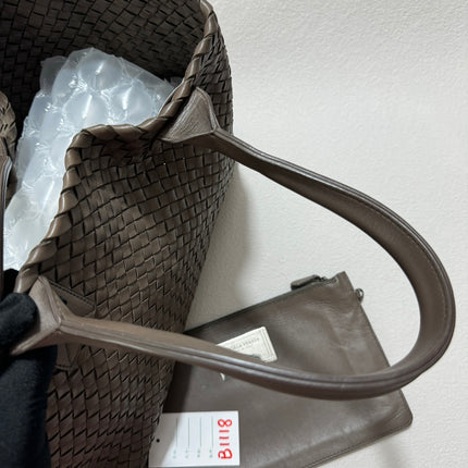 Sold Bottega Veneta Cabat Large Intreccio Leather Tote Bag Grey 40-43cm