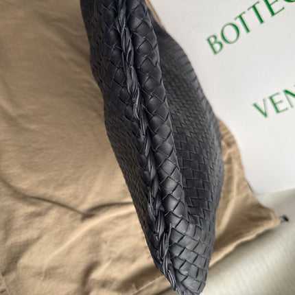 Bottega Veneta Hobo Maxi Midnight Navy Black leather Tiny Fringes 50cm