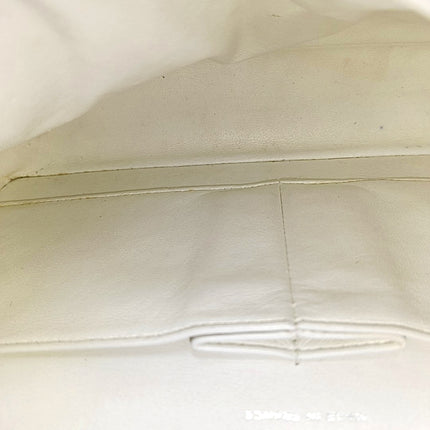 Chanel Classic Flap Medium 2008 White Caviar Leather Silver Hardware