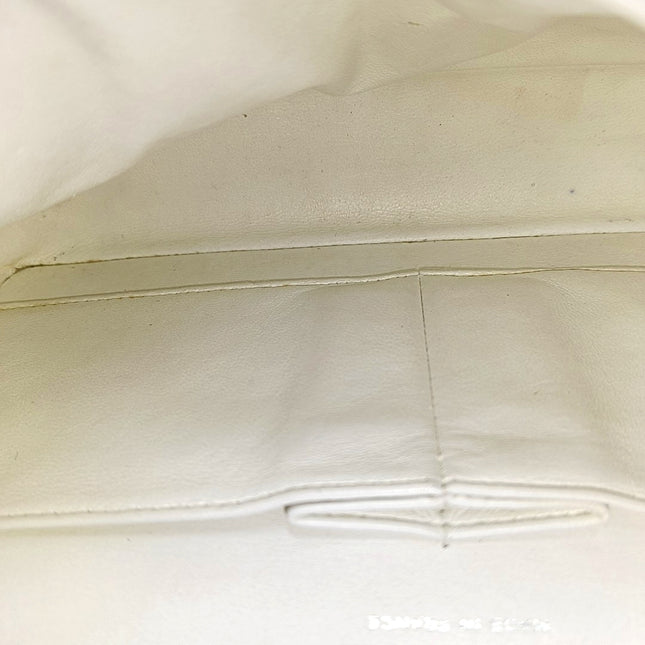 Chanel Classic Flap Medium 2008 White Caviar Leather Silver Hardware